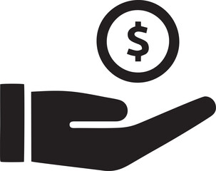 Hand icon symbol in black vector image , illustration of the human finger