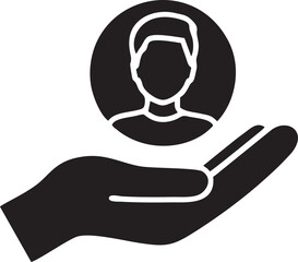 Hand icon symbol in black vector image , illustration of the human finger