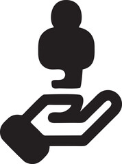 Hand icon symbol in black vector image , illustration of the human finger