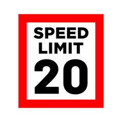 speed limit road sign in trendy flat design