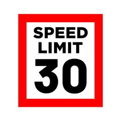 speed limit road sign in trendy flat design