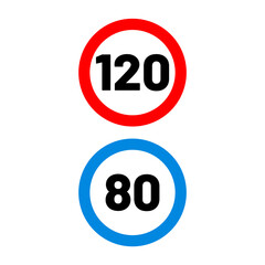speed limit road sign in trendy flat design