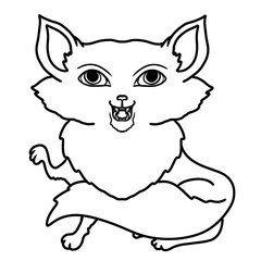 cartoon fox black and white coloring image
