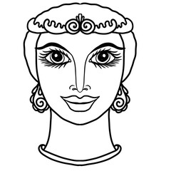 head of a woman portrait black and white coloring print