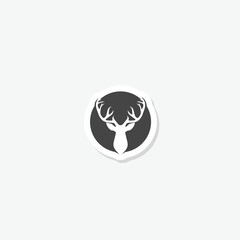 Deer head Design Element sticker isolated on gray background