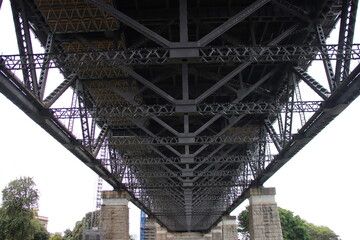 Underside of the Sydney Harbour Bridge in the Rocks area of Sydney, New South Wales, Australia.
