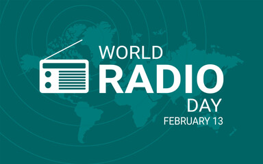WORLD RADIO DAY LOGO AND CONCEPT, SUITABLE FOR BACKGROUND, POSTER, BANNER, STICKER, OR SOCIAL MEDIA