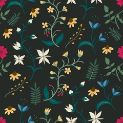Fototapeta na wymiar surface seamless floral pattern. wildflowers and colorful. Vector illustration design
