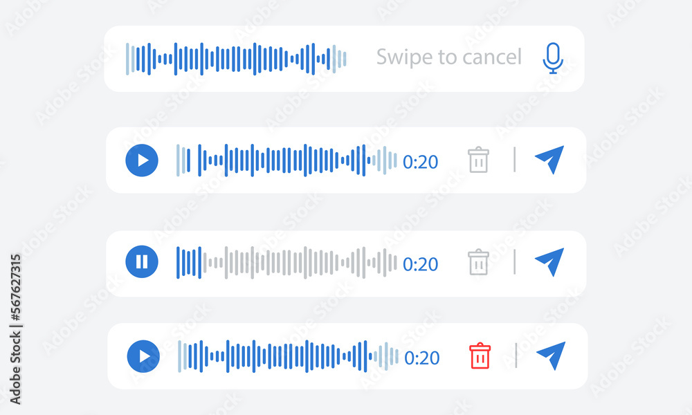Poster voice messages bar icon with voice message event notification vector image eps10