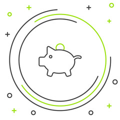 Line Piggy bank icon isolated on white background. Icon saving or accumulation of money, investment. Colorful outline concept. Vector