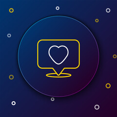 Obraz premium Line Like and heart icon isolated on blue background. Counter Notification Icon. Follower Insta. Colorful outline concept. Vector