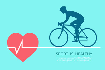 Sport healthy concept. exercise bike with futuristic interface showing electrocardiogram, wellness concept.