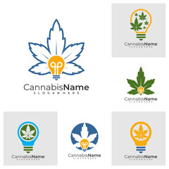 Set of Bulb Cannabis logo with business card template. Creative Cannabis logo design concepts
