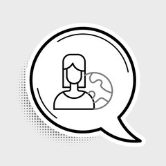 Line Women from different countries and religions icon isolated on grey background. Fight for freedom, independence, equality. Colorful outline concept. Vector