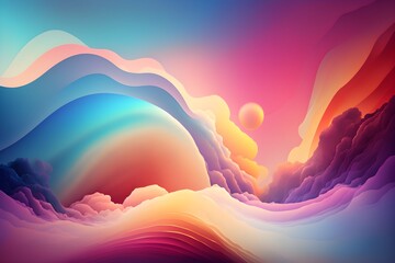 Abstract gradient landscape background with calming waves of euphoria created with Generative AI