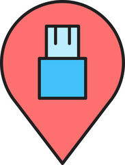 map pin and usb icon