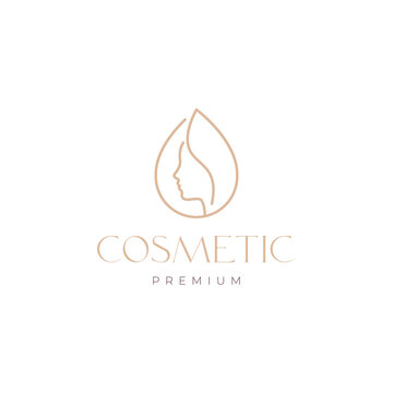 Beauty Care Skin Hair Face Women Drop Water Minimalist Line Logo Design Icon Vector Illustration