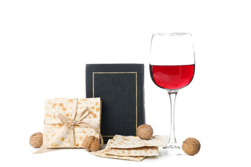 Concept of Passover or Pesach, isolated on white background