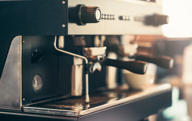 Close up photo of coffee machine for background
