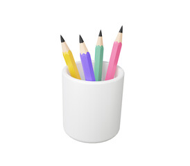 Pencil icon on isolated. simple equipment stationery education training learning concept. draw design, element graphic. 3d render illustration