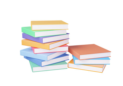 Stack book icon on isolated. Back to school. education training learning concept. symbol element design. 3d rendering illustration