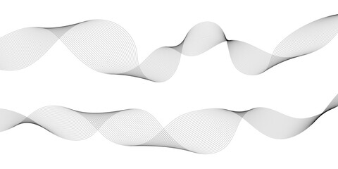 Abstract wave digital element for design. Curved wavy line design element set