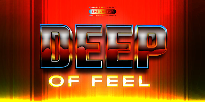 Retro text effect deep of feel futuristic editable 80s classic style with experimental background, ideal for poster, flyer, social media post with give them the rad 1980s touch