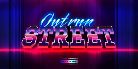 Retro text effect outrun street futuristic editable 80s classic style with experimental background, ideal for poster, flyer, social media post with give them the rad 1980s touch
