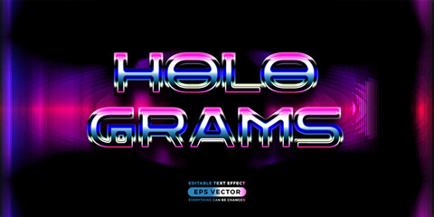 Retro text effect hologram futuristic editable 80s classic style with experimental background, ideal for poster, flyer, social media post with give them the rad 1980s touch