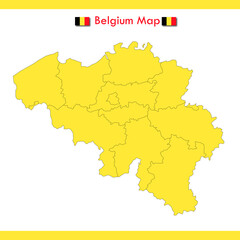 Fototapeta premium Yellow Belgium map vector with separate cities and territories.