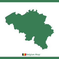 Obraz premium Green Belgium Map Vector With National Flag