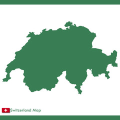 Obraz premium green switzerland map vector with national flag