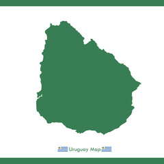 Green Uruguay Map Vector With National Flag