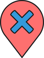Obraz premium map pin and wrong mark icon
