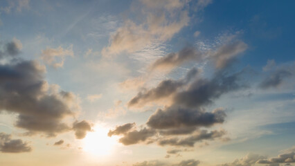 Naklejka na ściany i meble Panorama sunset sky and cloud background