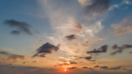 Panorama sunset sky and cloud background
