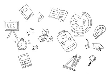 child studies remotely at school. back to school