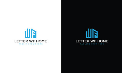 Initial Letter WF Logo Design, with Home House Illustration.