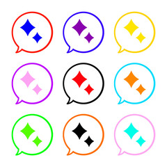 シャープでカラフルでシンプルなキラキラ2と線がカラフルなまんまるふきだし