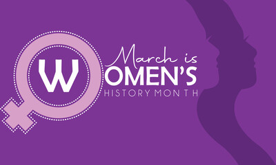 Women's History month is observed every year in March, greeting card, poster with background. Vector illustration design.