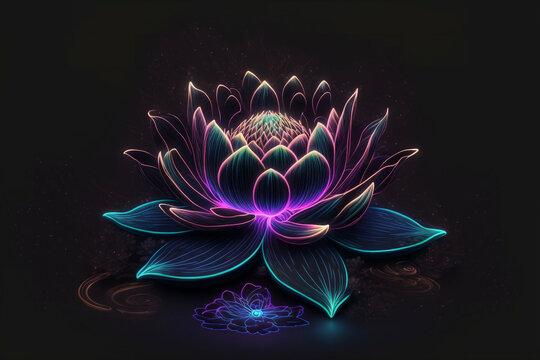 Lotus yoga symbol meditation new quality universal colorful holiday stock image illustration design, generative ai