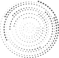 Circle concentric lines. Rippled dotted rings and round sound waves pattern. Radial signal radar sign. Abstract sonar 