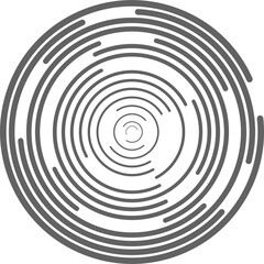 Circle concentric lines. Rippled rings and round sound waves pattern. Radial signal radar sign. Abstract sonar 