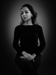 Fototapeta premium Beautiful Asian Woman Portraiture Studio Session Fashion and Lifestyle Theme