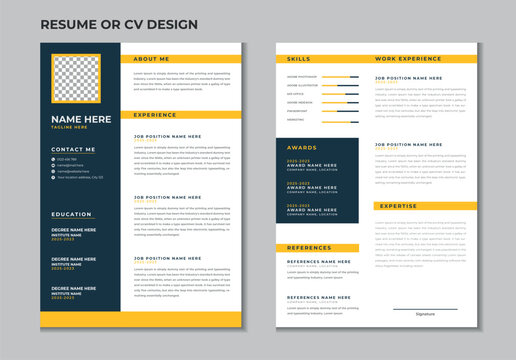 Double pages professional creative resume or portfolio template design for a person on white background