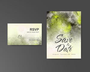 Wedding invitation with abstract watercolor background