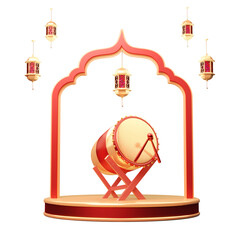 Fototapeta premium podium lantern and drum islamic design element 