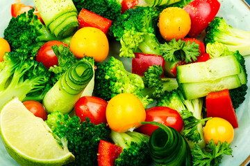 Fresh colorful vegetarian salad, close up