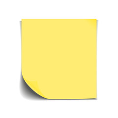 Yellow stick note paper isolated on a white background