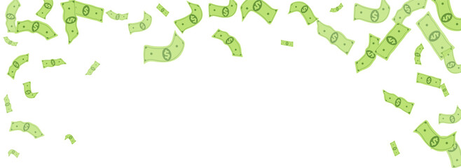 Flow Dollar Vector White Panoramic Background.